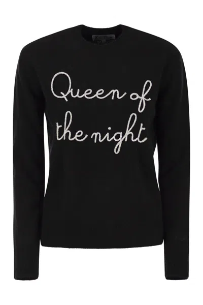 Mc2 Saint Barth Wool And Cashmere Blend Sweater With Embroidery Queen Of The Night