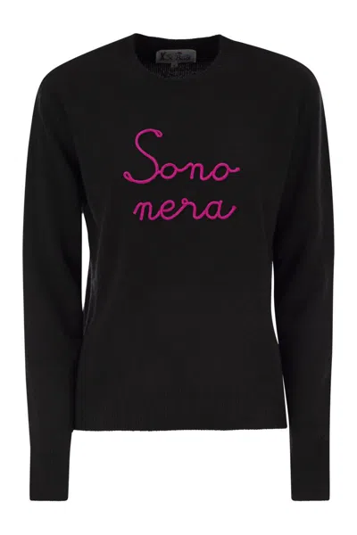 Mc2 Saint Barth Wool And Cashmere Blend Sweater With Embroidery Sono Nera