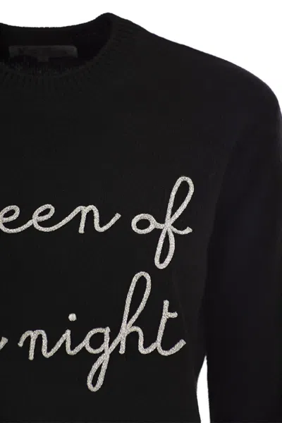 Mc2 Saint Barth Wool And Cashmere Blend Sweater With Embroidery Queen Of The Night