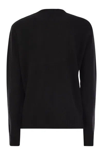Mc2 Saint Barth Wool And Cashmere Blend Sweater With Embroidery Sono Nera