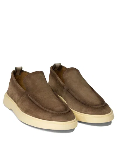 Officine Creative Mens Brown Bones Slip-on Suede Penny Loafers