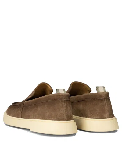 Officine Creative Mens Brown Bones Slip-on Suede Penny Loafers
