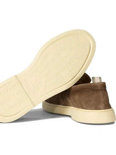Officine Creative Mens Brown Bones Slip-on Suede Penny Loafers