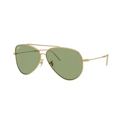 Ray Ban Aviator Reverse Sunglasses Gold Frame Green Lenses 62-11
