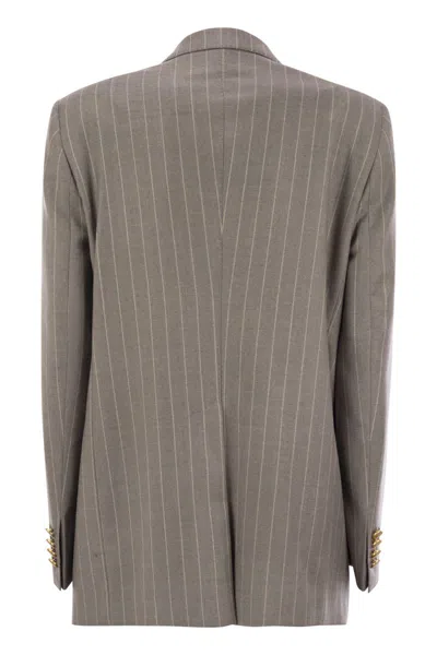 Tagliatore Women Stretch Wool Double-breasted Pinstripe Blazer