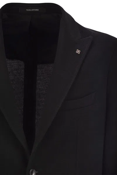 Tagliatore Virgin Wool Blend Jacket In Black