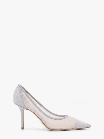 Jimmy Choo Love 100 Glittered Tulle And Canvas Pumps In Silver