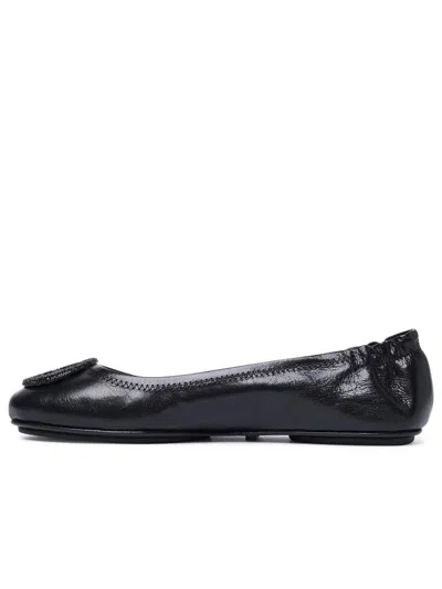 Tory Burch Logo-plaque Leather Ballerina Pumps In Black