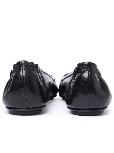 Tory Burch Logo-plaque Leather Ballerina Pumps In Black