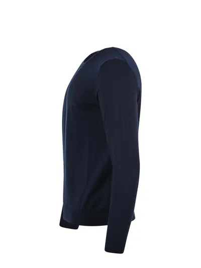 Hugo Boss Interlock-cotton Sweatshirt With Logo Detail And Crew Neckline In Blue