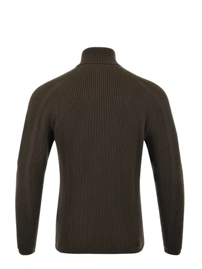 C.p. Company Ribbed Wool Blend Turtleneck In Green