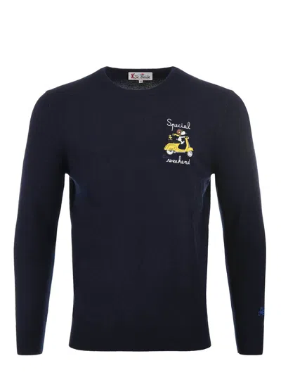 Mc2 Saint Barth Crew Neck Light Sweater In Blue