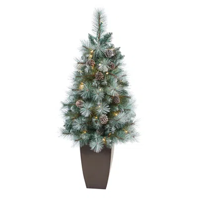 Homplanti 3.5' Brit Columbia Pine Xmas Tree W/50 Lights In Planter
