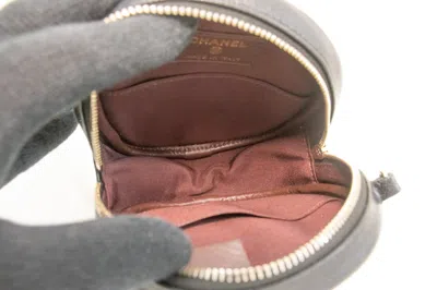 Pre-owned Chanel Round Mini Black Leather Shoulder Bag ()