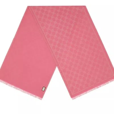 Gucci Bright Pink Wool Blend Scarf With Metallic Gold Ssima In Bright Pink