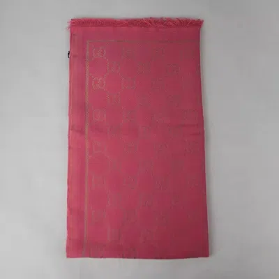Gucci Bright Pink Wool Blend Scarf With Metallic Gold Ssima In Bright Pink
