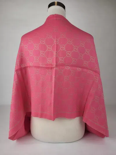 Gucci Bright Pink Wool Blend Scarf With Metallic Gold Ssima In Bright Pink