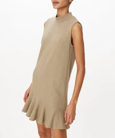 Atm Anthony Thomas Melillo Heavy Slub Jersey Turtleneck Mini Dress In Faded Army In Faded Army