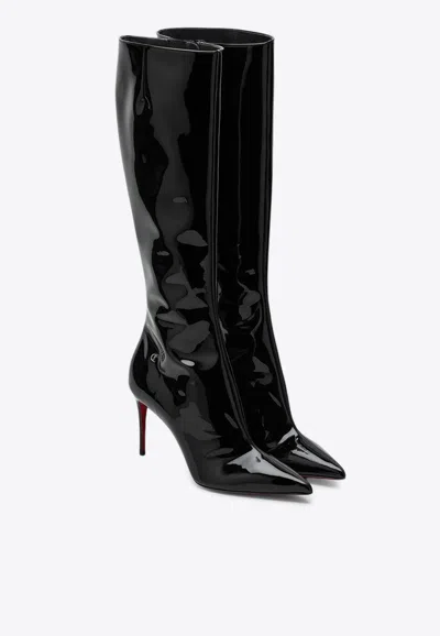 Christian Louboutin Shiny Knee-length Stiletto Heel Boots In Animal Print