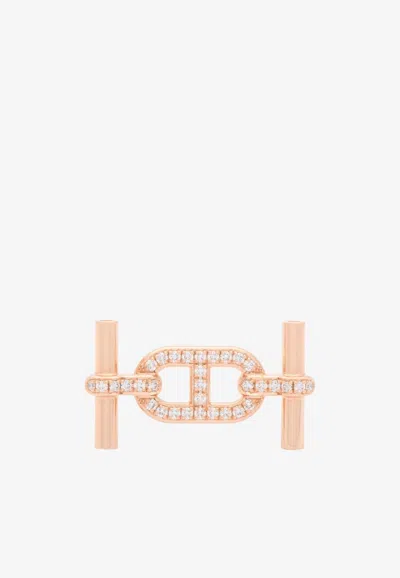 Pre-owned Hermes Ancre Belt Buckle In Rose Gold And Diamonds