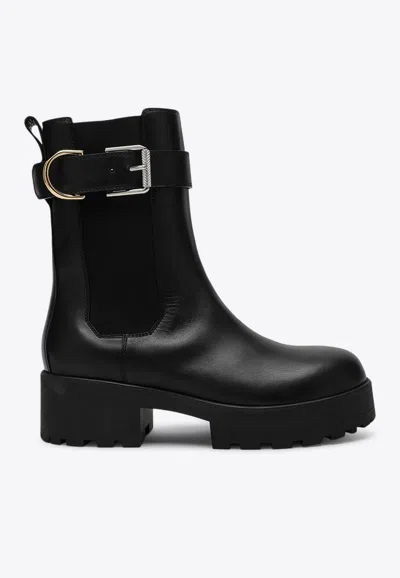 Givenchy Voyou Leather Buckle Chelsea Boots In Black