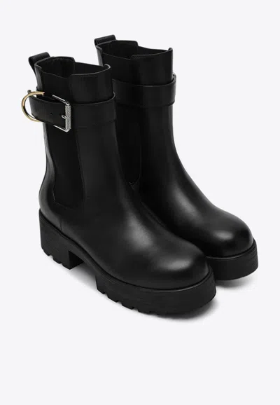 Givenchy Voyou Leather Buckle Chelsea Boots In Black