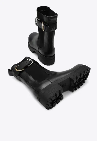 Givenchy Voyou Leather Buckle Chelsea Boots In Black