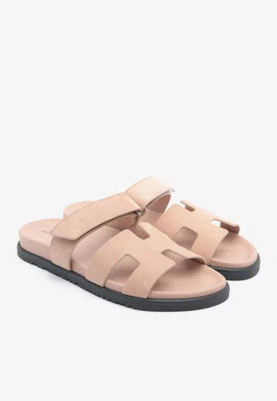 Hermes Chypre Sandals In Nude Suede In Nude