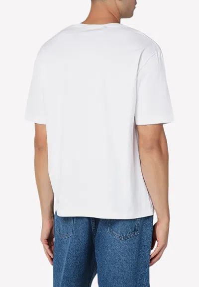 Palm Angels White Short-sleeved T-shirt With Monogram Pa Embroidery In White
