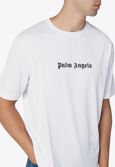 Palm Angels White Short-sleeved T-shirt With Monogram Pa Embroidery In White