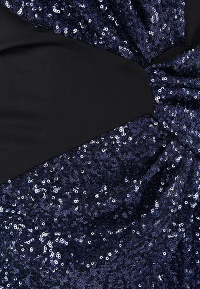 Prabal Gurung Colorblock Sequined Midi Dress With Front Knot In Blue