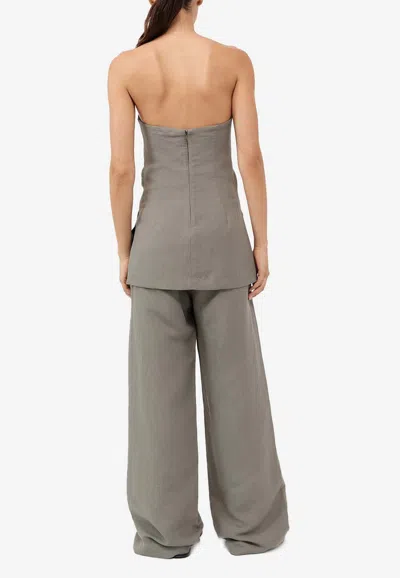 St Agni Column Strapless Tunic Top In Khaki