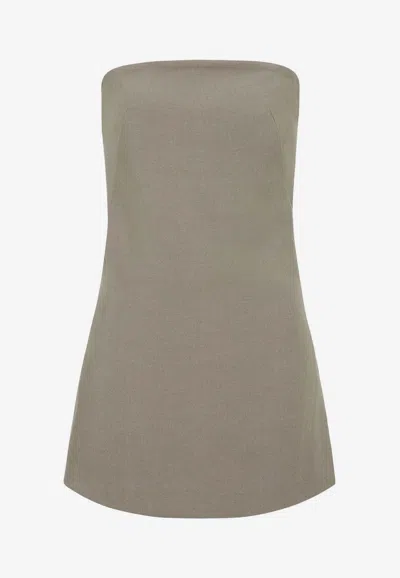 St Agni Column Strapless Tunic Top In Khaki