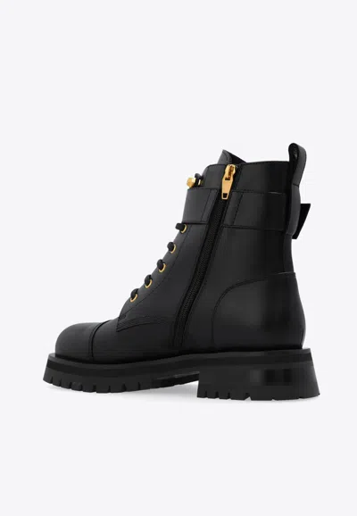 Balmain Combat Ankle Boots In Black