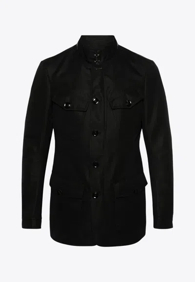 Tom Ford Long-sleeved Button-up Jacket In Black