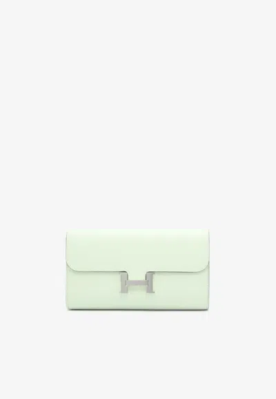 Pre-owned Hermes Constance To Go Wallet In Vert Fizz Epsom With Palladium Hardware