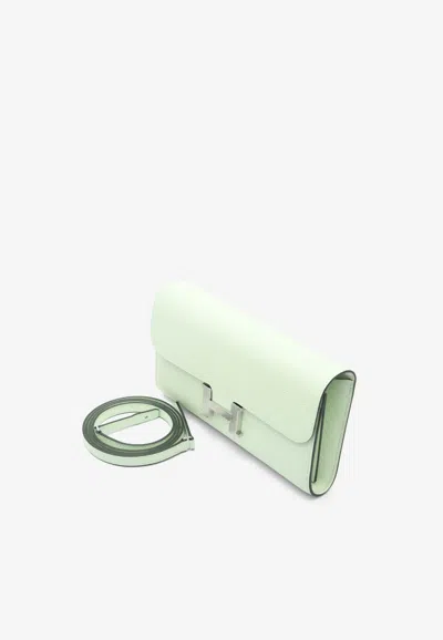 Pre-owned Hermes Constance To Go Wallet In Vert Fizz Epsom With Palladium Hardware