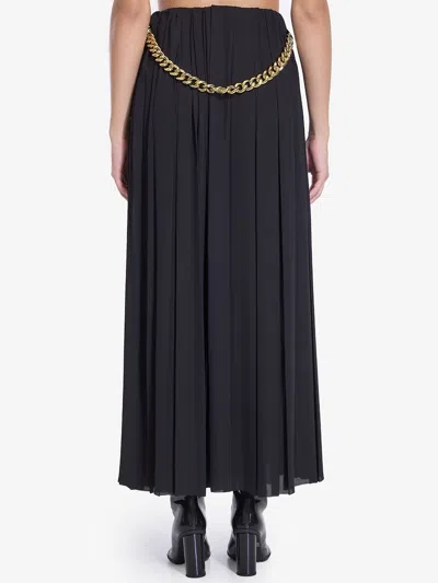 Balenciaga Black Long Pleaded Skirt With Belt In Tech Fabric Woman