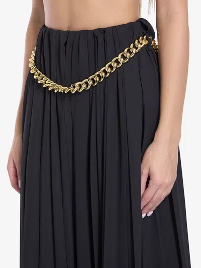 Balenciaga Black Long Pleaded Skirt With Belt In Tech Fabric Woman