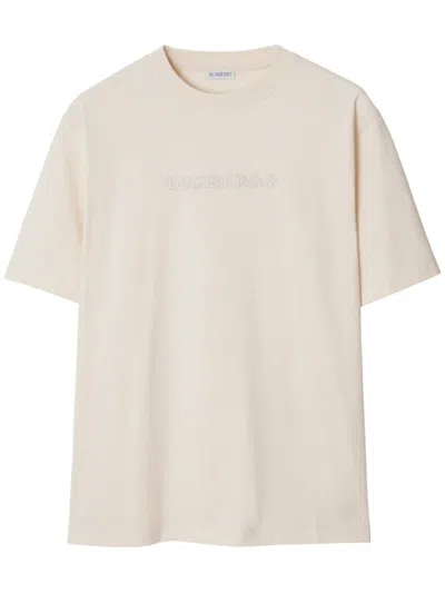 Shop Burberry Logo Embroidered T Shirt