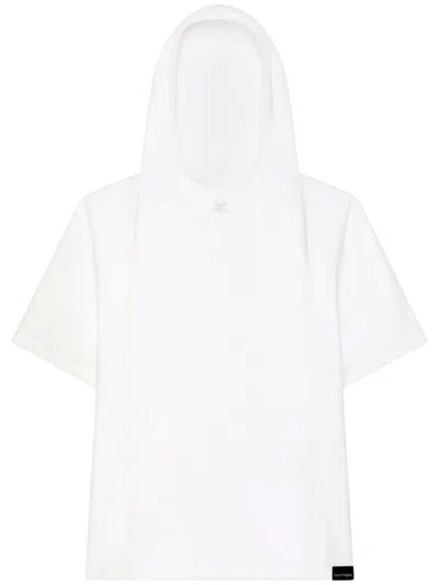 Courrèges White Cotton Hoodie T-shirt
