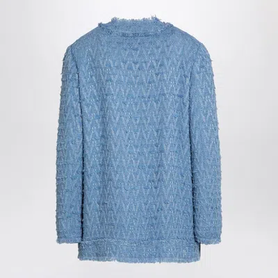 Dolce & Gabbana Light Blue Single-breasted Jacket With Logo Detail On Buttons In Cotton Blend Woman
