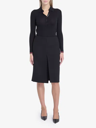 Gucci High Waist Knee-length Skirt With Back Slit And Side Pockets