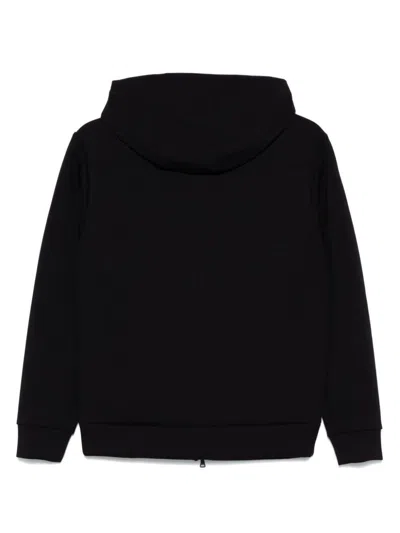 Paul & Shark Zipper Hoodie Ribbed Cuffs Hem In Black