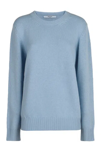 Prada Ribbed Crew Neck Knitwear With Soft Texture