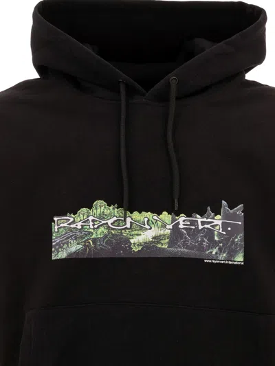Rayon Vert Graphic-print Drawstring Hoodie In Black