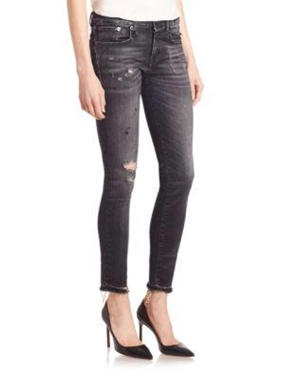Shop R13 Alison Distressed Cropped Jeans In Strummer Black