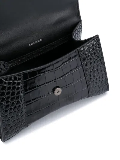 Balenciaga Hourglass Small Leather Handbag In Black