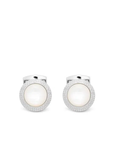 Tateossian Cufflinks Round Palladium White In White