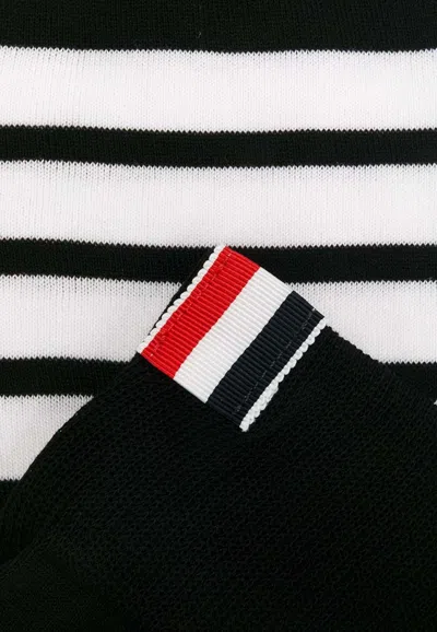Thom Browne Navy Cotton 4-bar Mid Calf Socks In Black